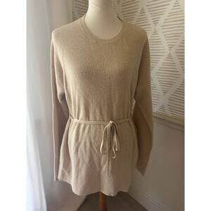 Elizabeth and James Women’s Medium Tan Belted Tunic Sweater Top